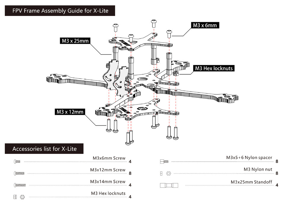 IFlight X-Lite Y-lite 175mm 4mm Arm 4 Inch 3K Carbon Fiber Frame Kit for RC Drone FPV Racing - Photo: 8