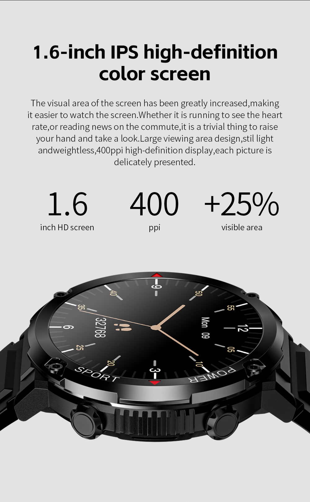 LOKMAT Zeus Pro 1.6 inch 400*400px Screen bluetooth Call Heart Rate Blood Pressure SpO2 Monitor 600mAh IP68 Waterproof Smart Watch