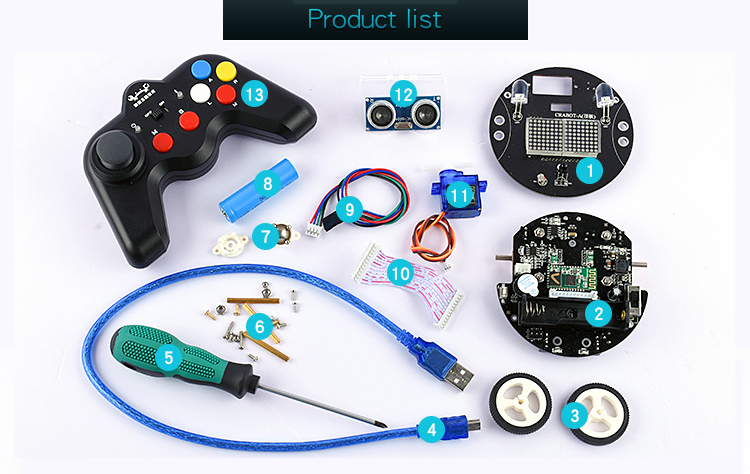 Mini Crabot Cratch Programmable Educational Smart Robot DIY Kit for Arduino with Handle Remote/Infrared Remote Control Support USB Charging