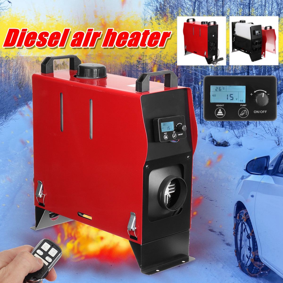 Upgraded 3KW/5KW Diesel Heater Air Parking Heater Host w/LED Key Switch Air Filter Oil 