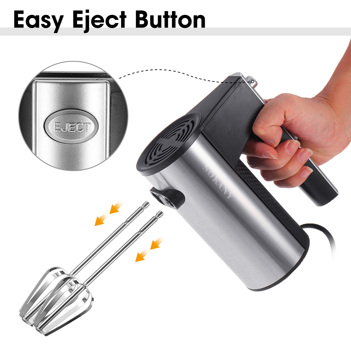 SOKANY 6638 300W 220V 5 Speed Electric Hand Mixer Whisk Egg Beater Cake Baking Home Handheld Small Automatic Mini Cream Blenders