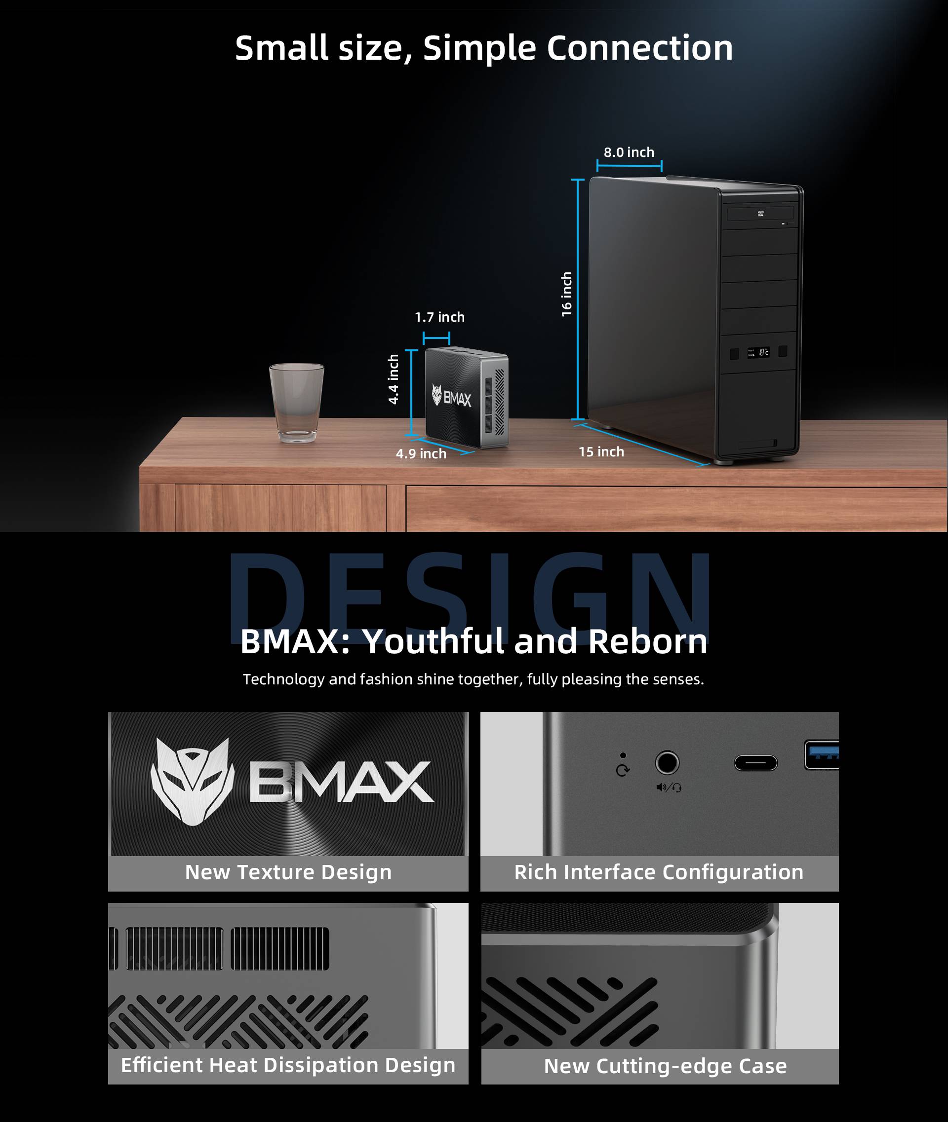 BMAX B7 Pro Intel® Core i5-1145G7 Intel Xe Graphics 16G DDR4 1TB SSD Mini PC Quad Core bluetooth 5.2 Windows 11 Mini Computer Mini DP Desktop PC
