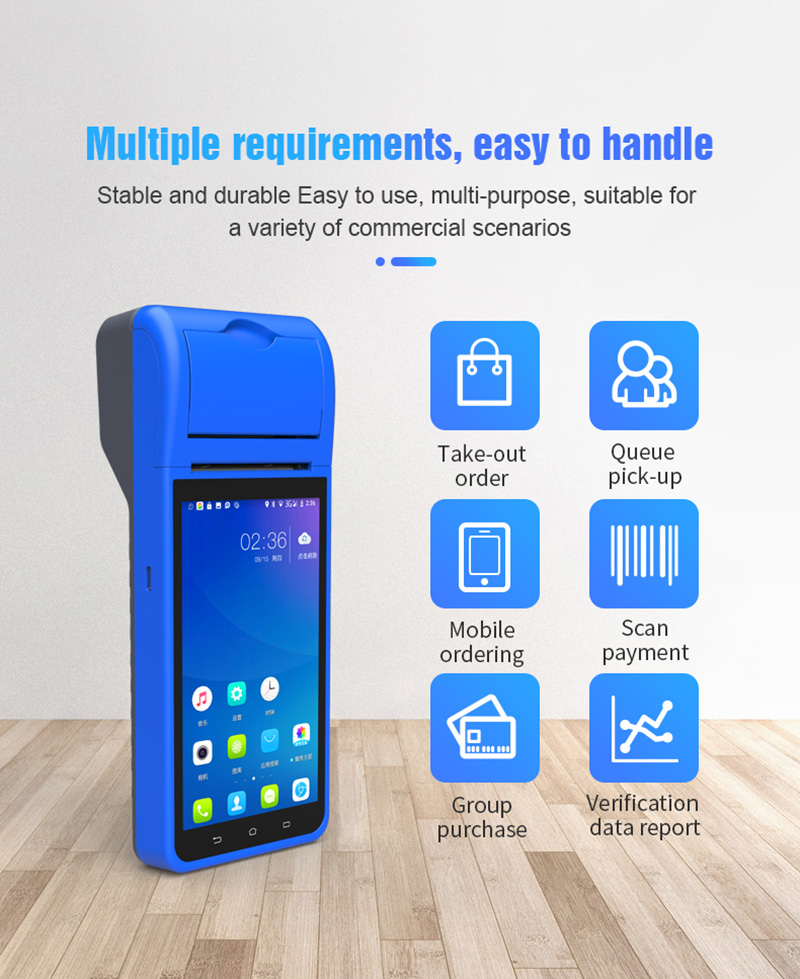 Zjiang ZJ-6000 Handheld Smart POS Android 8.1 OS Thermal Receipt Printer