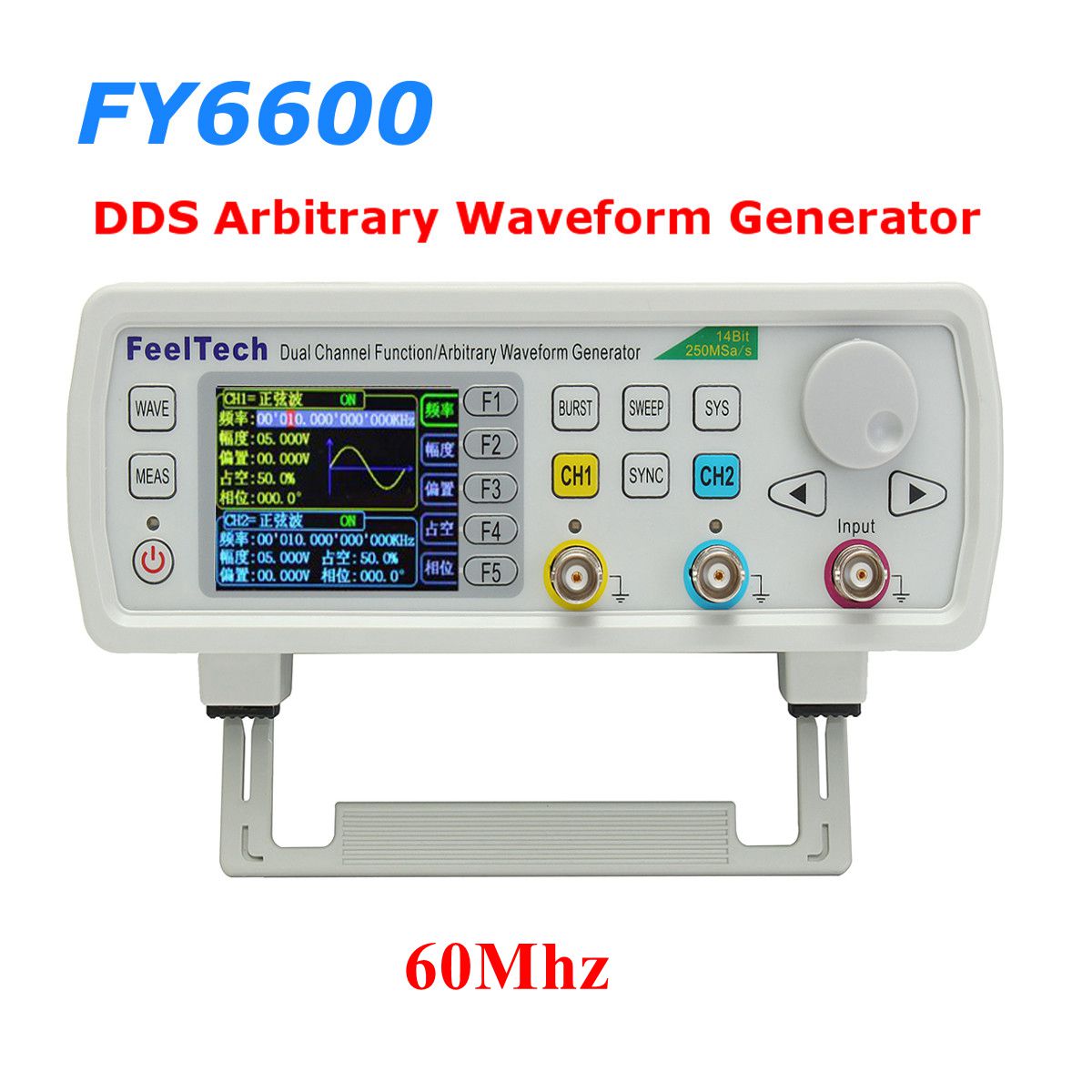 FY6600 Digital 12-60MHz Dual Channel DDS Function Arbitrary Waveform Signal Generator Frequency Meter 31
