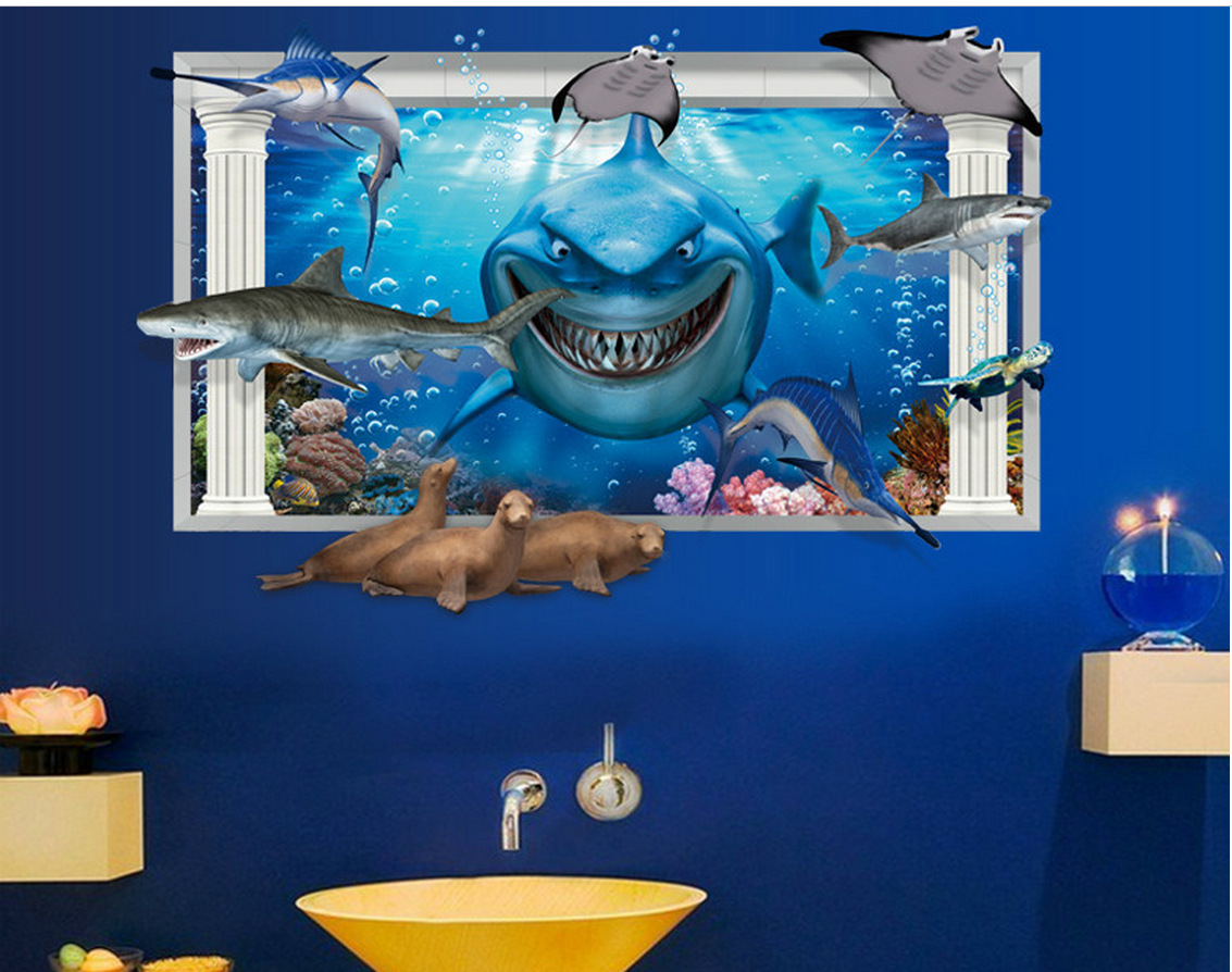 Miico 3D Creative PVC Wall Stickers Home Decor Mural Art Removable Submarine Decor Sticker