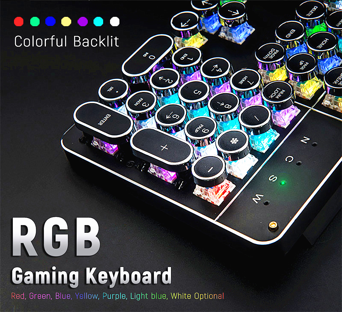 104Key RGB Mechanical Gaming Keyboard Retro Backlit Black shaft Gaming Keyboard 11