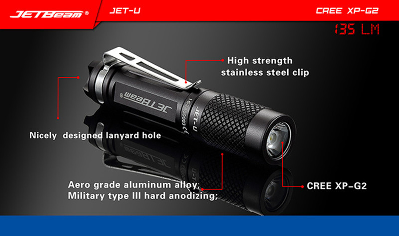 Jetbeam JET-U XP-G2 135LM 3Modes Mini EDC LED Flashlight 1 x AAA Keychain Strong Light Flashlight