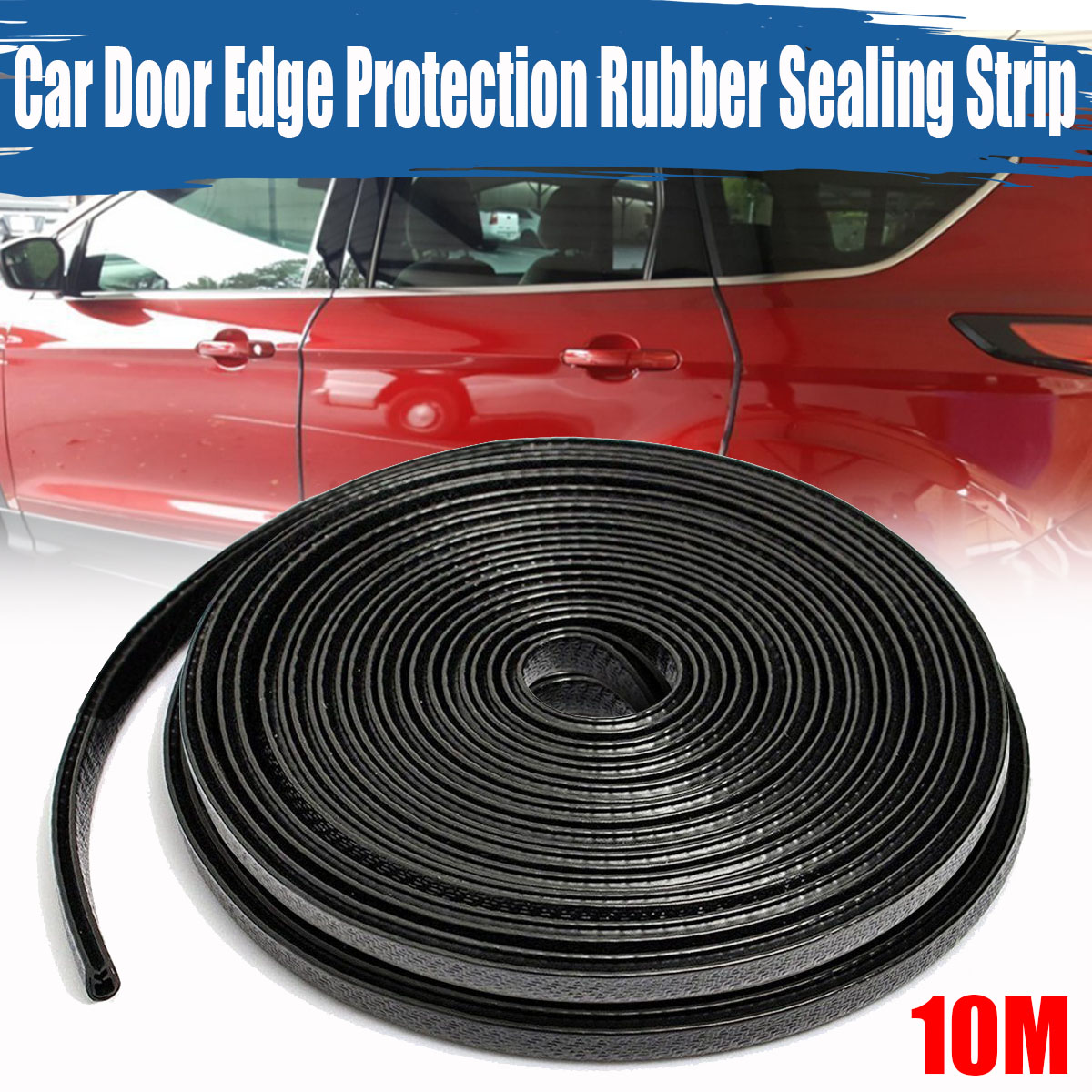 MATCC 10M Universal U Type Car Door Sealing Protection Edge Guards Trim Styling Moulding Scratch-proof Rubber Strip Car Door Sticke