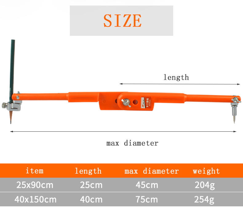 Drawing Measure Gauge Distance Compass Woodworking Craft Design Layout Tool 90/150cm Diameter 94