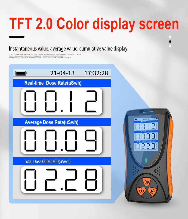 High Precision 0. 05uSv-50mSv Nuclear Radiation Tester with Built-in Battery TFT2.0  Color Display Screen Alarm Fuction