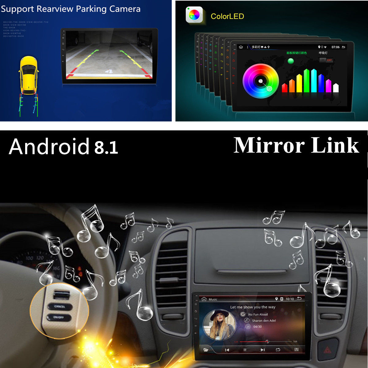 10.1 Inch 2 DIN for Android 8.1 Car Stereo 1+16G Quad Core MP5 Player GPS WIFI FM AM Radio for Honda Accord 2003-2007