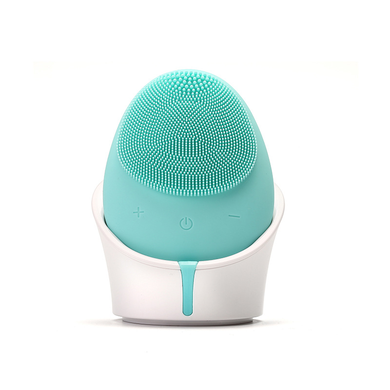Electric Facial Brush Sonic Vibration Silicone Facial Brush Massage  Cleansing Machine Wireless Charging