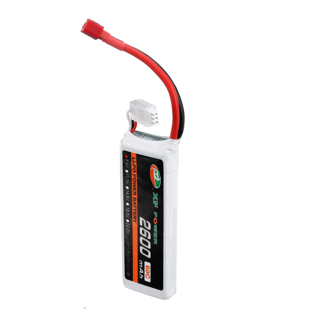 XF POWER 7.4V 2600mAh 60C 2S Lipo Battery T Plug for RC Car - Photo: 3