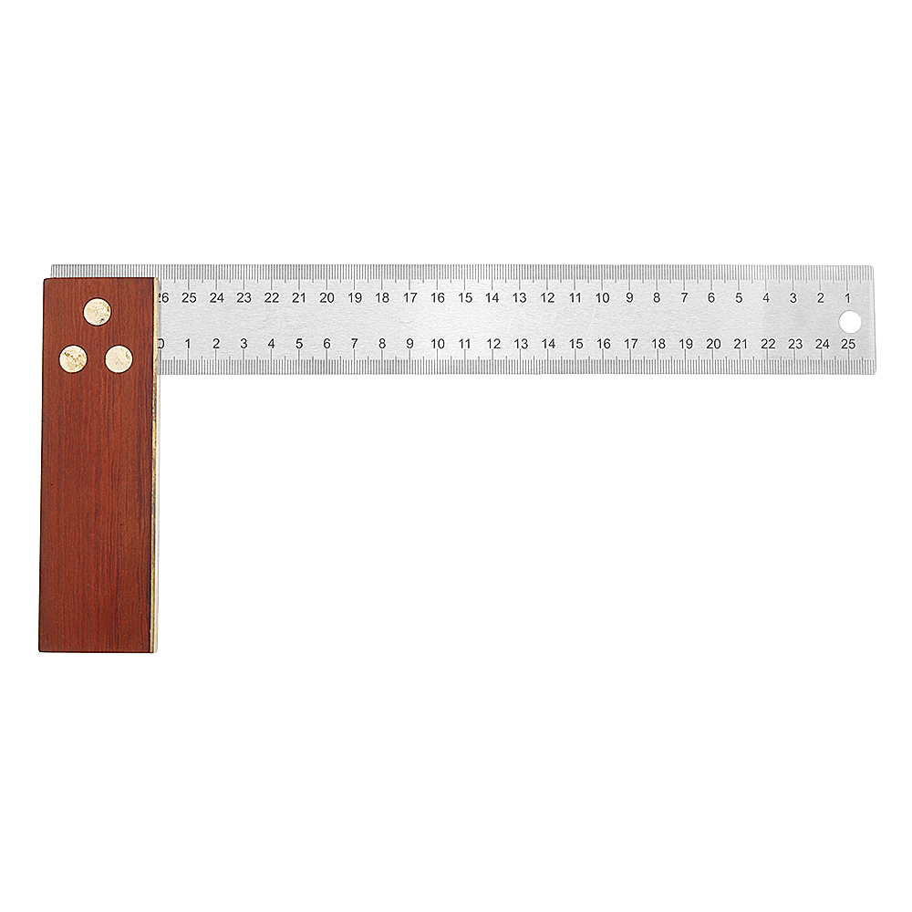 Drillpro 90 Degree Angle Ruler 300mm Stainless Steel Metric Marking Gauge Woodworking Square Wooden Base 13