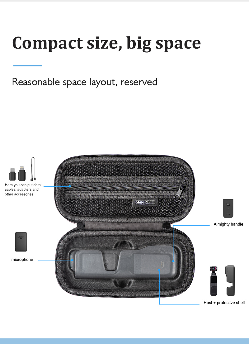 STARTRC DJI Pocket 2 Carrying Case Waterproof Portable Travel Bag with Wrist Strap for Osmo Pocket 2 Handheld Camera Body Storage Bag
