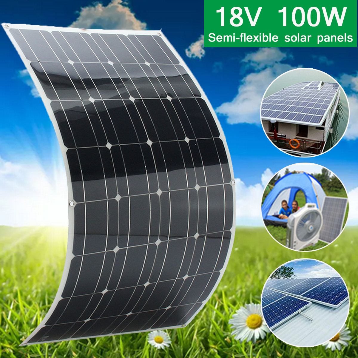 Elfeland® SP-38 18V 100W 1050x540x2.5mm Flexible Solar Panel With 1.5m Cable 11