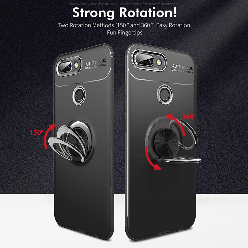 Bakeey™ Shockproof Thin Back Cover Protective Case with Finger Ring Holder for Xiaomi Mi8 Lite Non-original