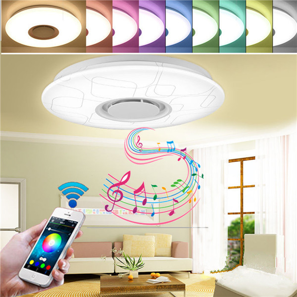 

36W Dimmable Flush Mount LED Ceiling Light Music Pendant Lamp with Bluetooth Speaker AC95-265V