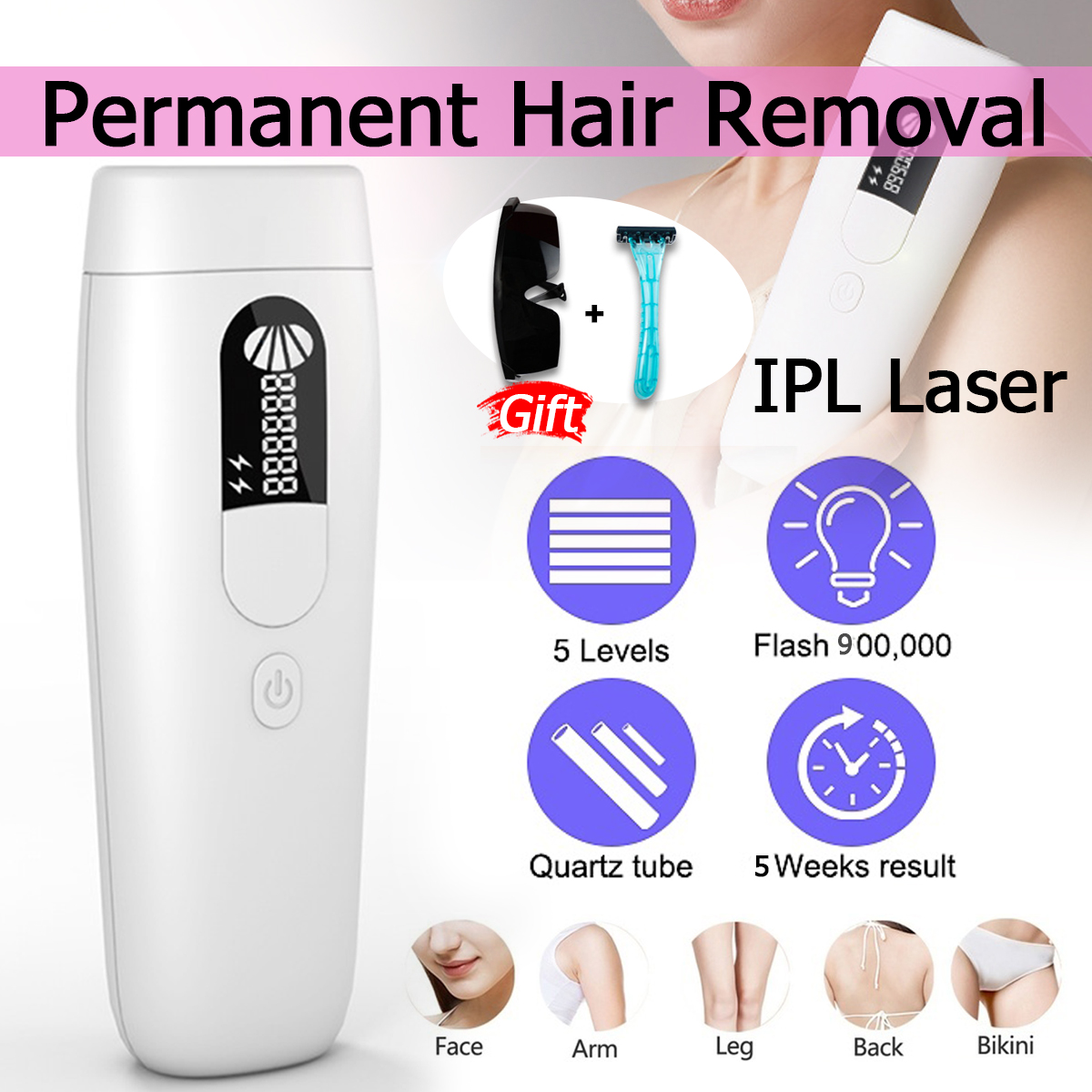 Epilator Permanent Hair Removal IPL Laser Hair Removal