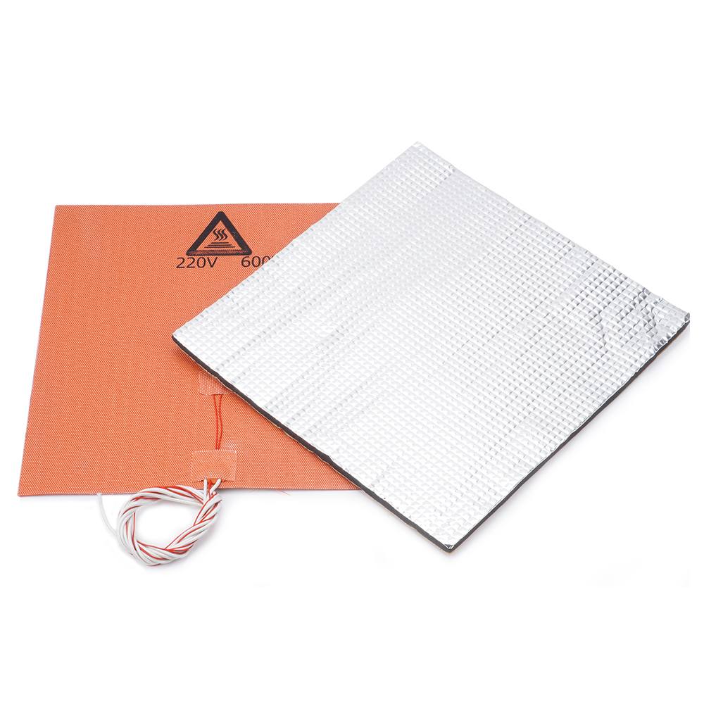 220V 750W 300*300mm Silicone Heated Bed Heating Pad + Foil Self-adhesive Heat Insulation Cotton DIY Part for 3D Printer Hot Bed 9