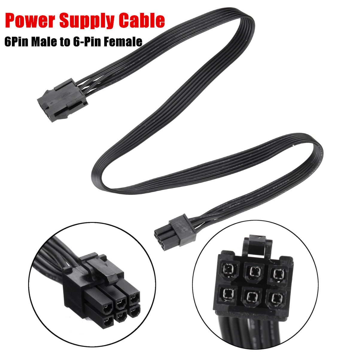 5V/12V 18AWG 6 Pin Male to 4 Molex Supply Power Card Graphics Cable Extension