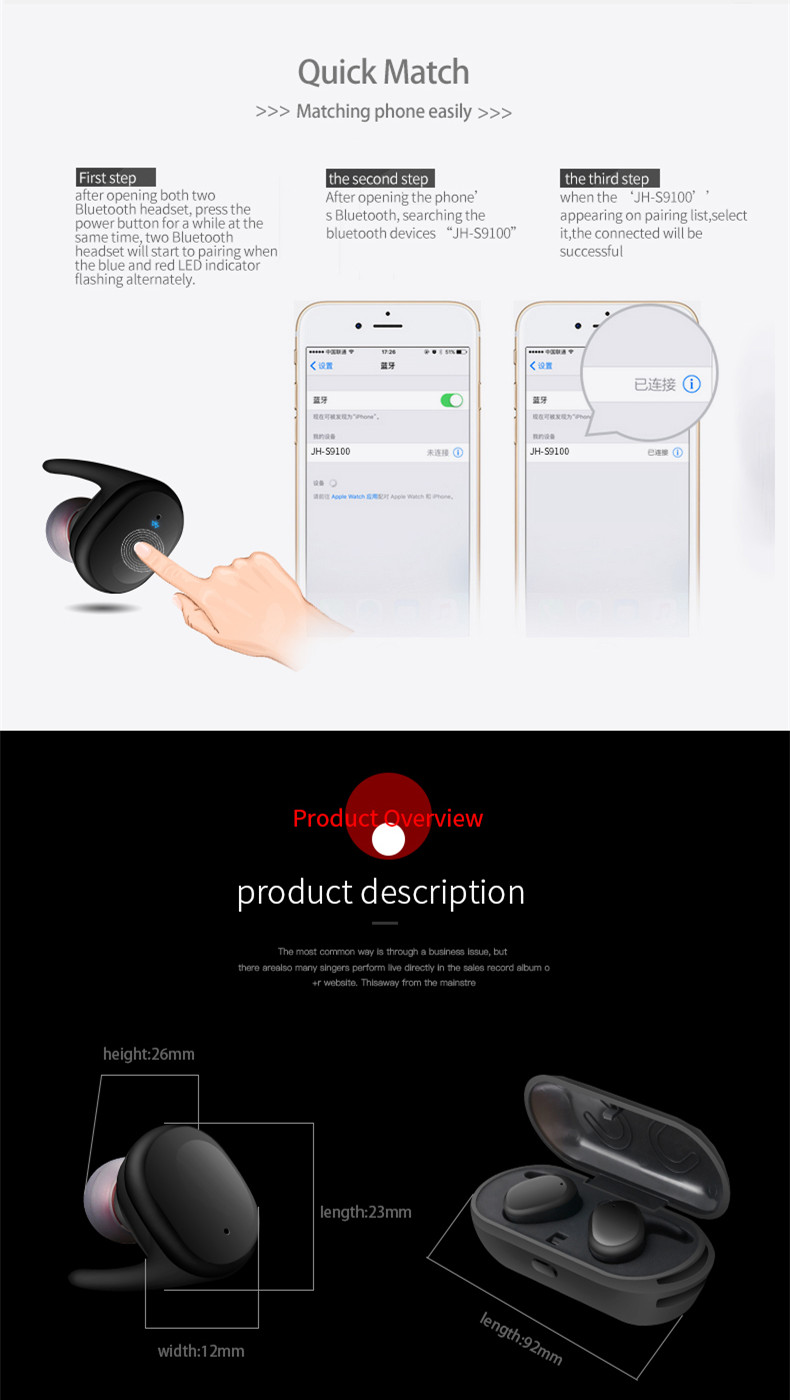 [Truly Wireless] Mini Stealth Stereo Wireless Bluetooth Dual Earphone Headphones With Charging Box 18