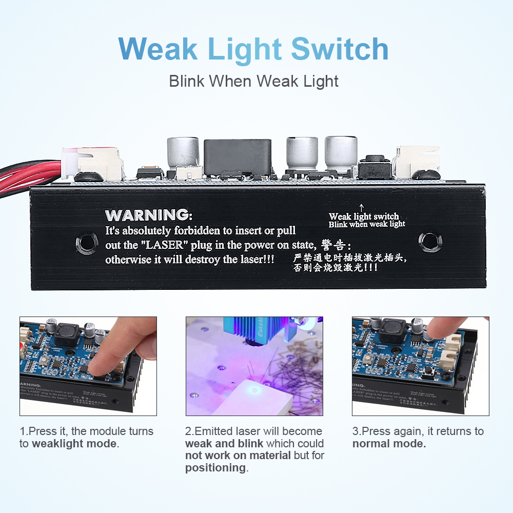LA03-3500 450nm 3.5W Blue Laser Module TTL Modulation Fan Heat Sink for EleksMaker DIY Engraver 18