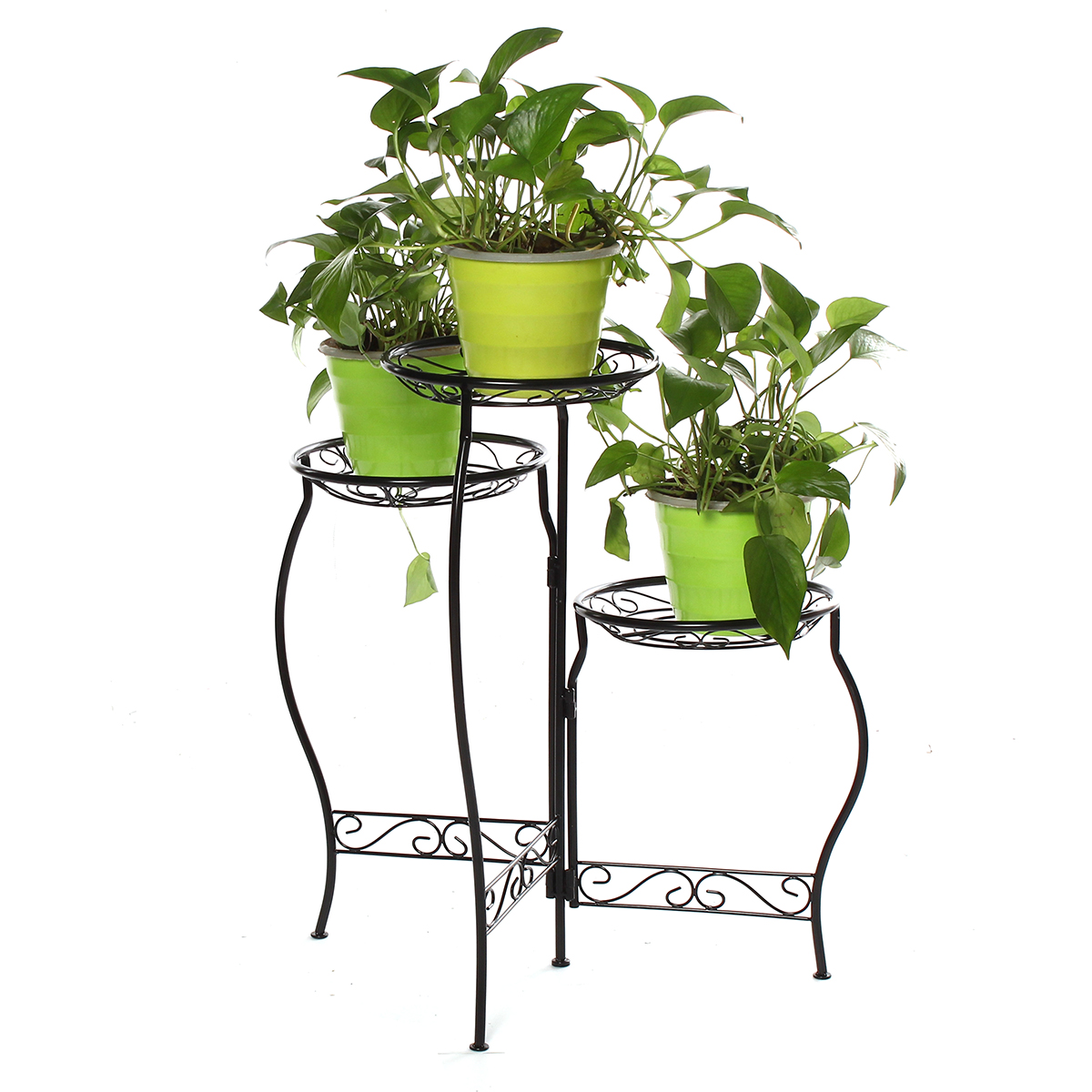 Metal Flower Pot Stand 3 Tiers Rounded Plant  Holder Indoor Outdoor Flower Plant Stand Displaying Rack for Home Garden Patio