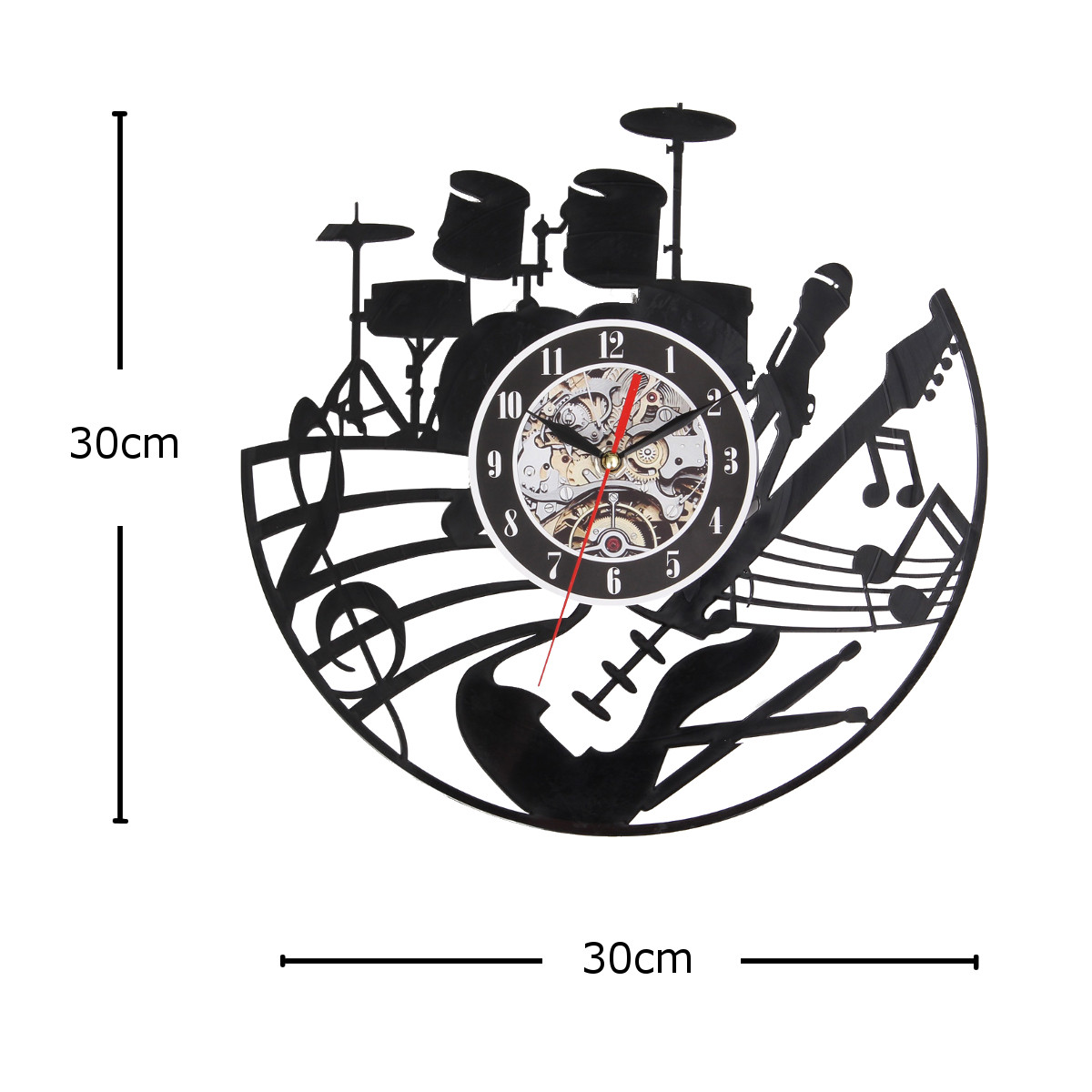 Retro Music Instruments Player Drums CDS Box Vinyl Record Wall Clock Home Decor