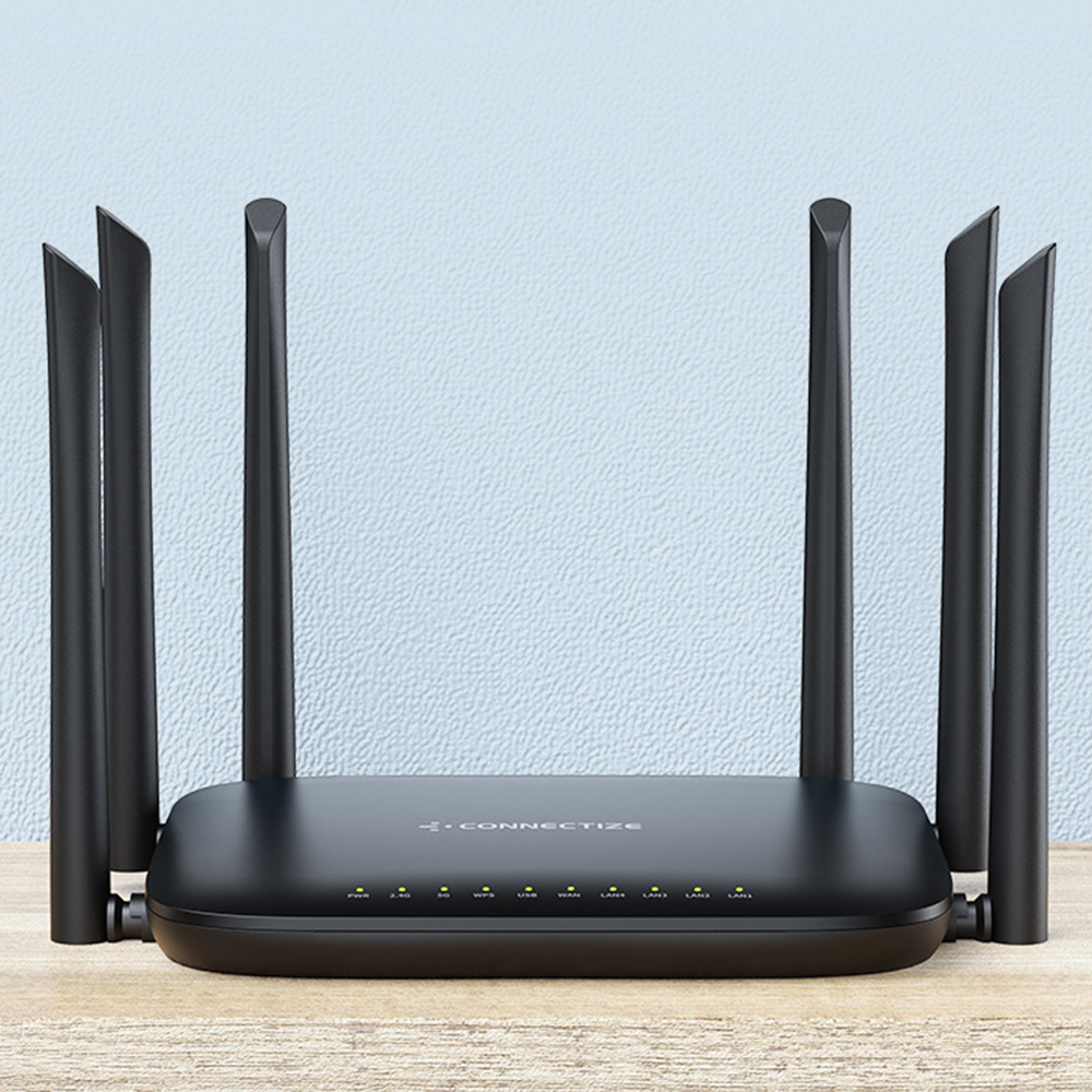 CONNECTIZE AC2100 Wireless Router Dual Band 2.4G/5G Gigabit WiFi Router US/EU Plug Support MU-MIMO Beamforming Signal Amplifier with 6 Antennas G6