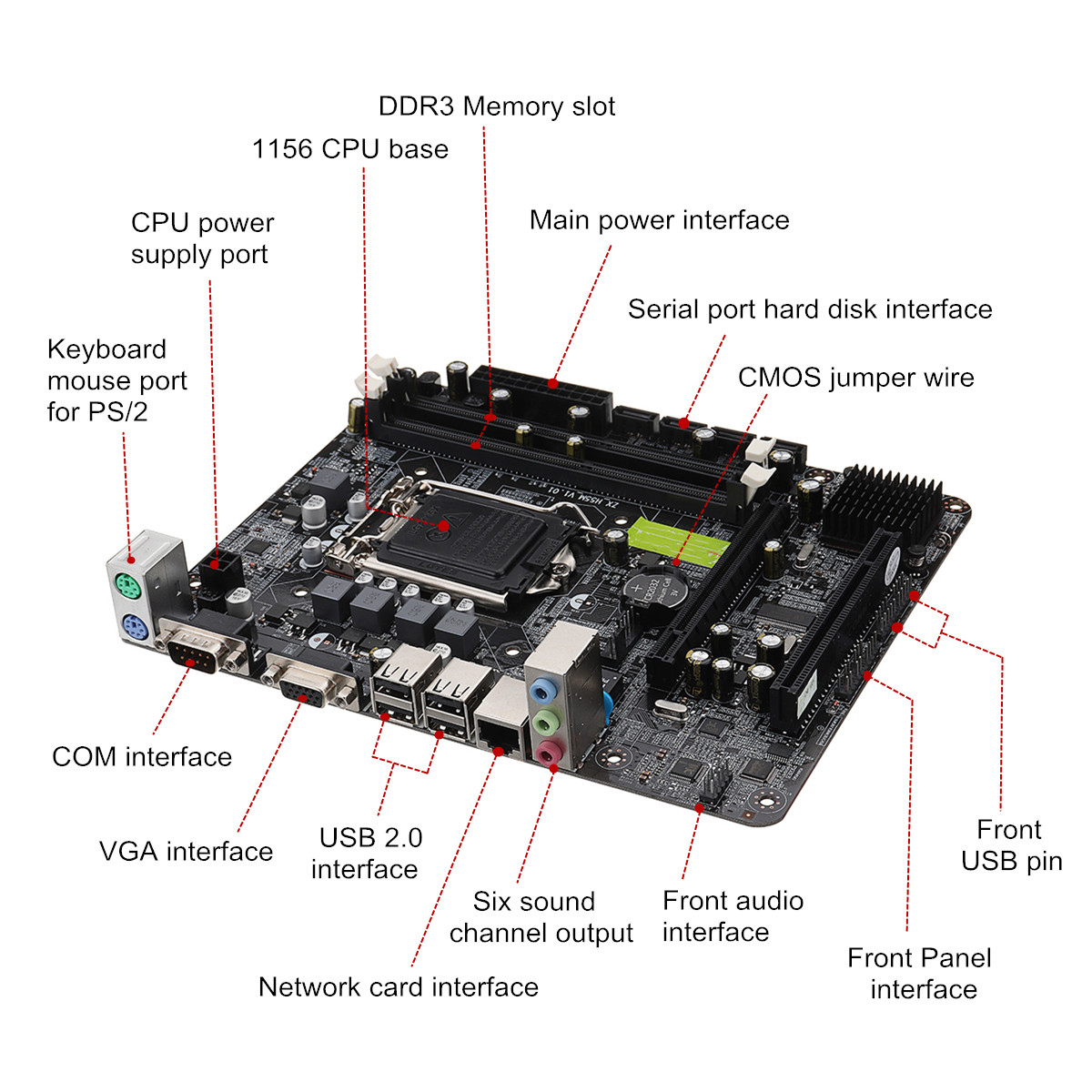 Computer Motherboard H55 Main Board 1156-pin A3 for Intel H55 LGA 1156 CPU 13