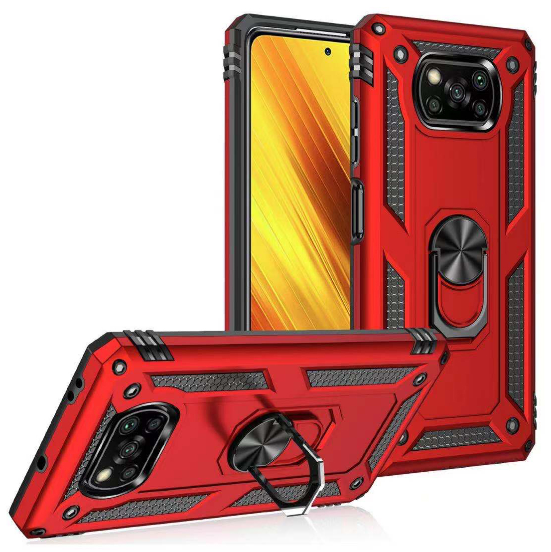Bakeey for POCO X3 PRO /  POCO X3 NFC Case  Armor Bumpers Shockproof Magnetic with 360 Rotation Finger Ring Holder Stand PC Protective Case