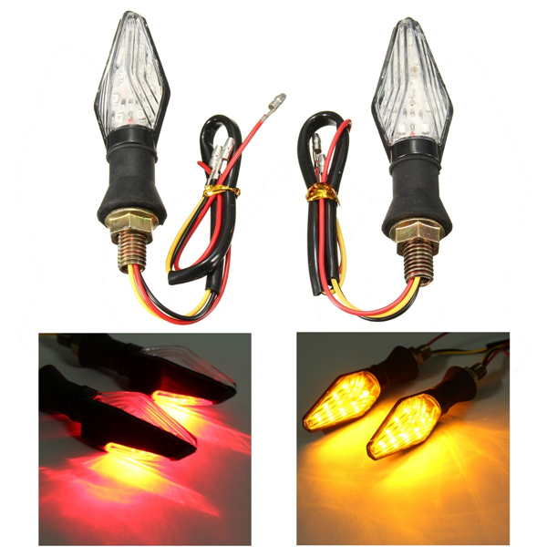 12V Motorcycle LED Bi-colour Turn Signal Indicators Amber Red Light Blinker Universal