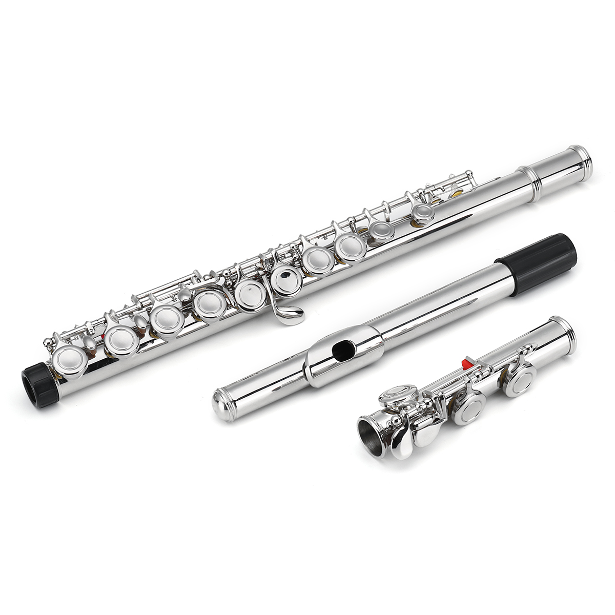 16 Holes C Key Colored Flute Nickel Plated Silver Tube Woodwind Instrument with Box 12
