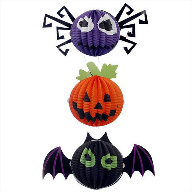 Halloween 3D Ghost Bat Spider Pumpkin Witch Pendant Haunted House Drop Bar KTV Room Decorative Paper Hanging Ornament