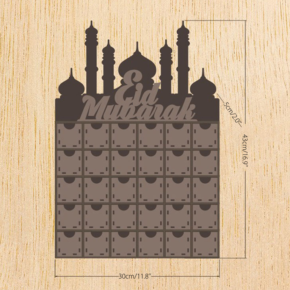 Wooden MDF Eid Mubarak Ramadan Advent Calendar Sign House Drawer Home Decorations   