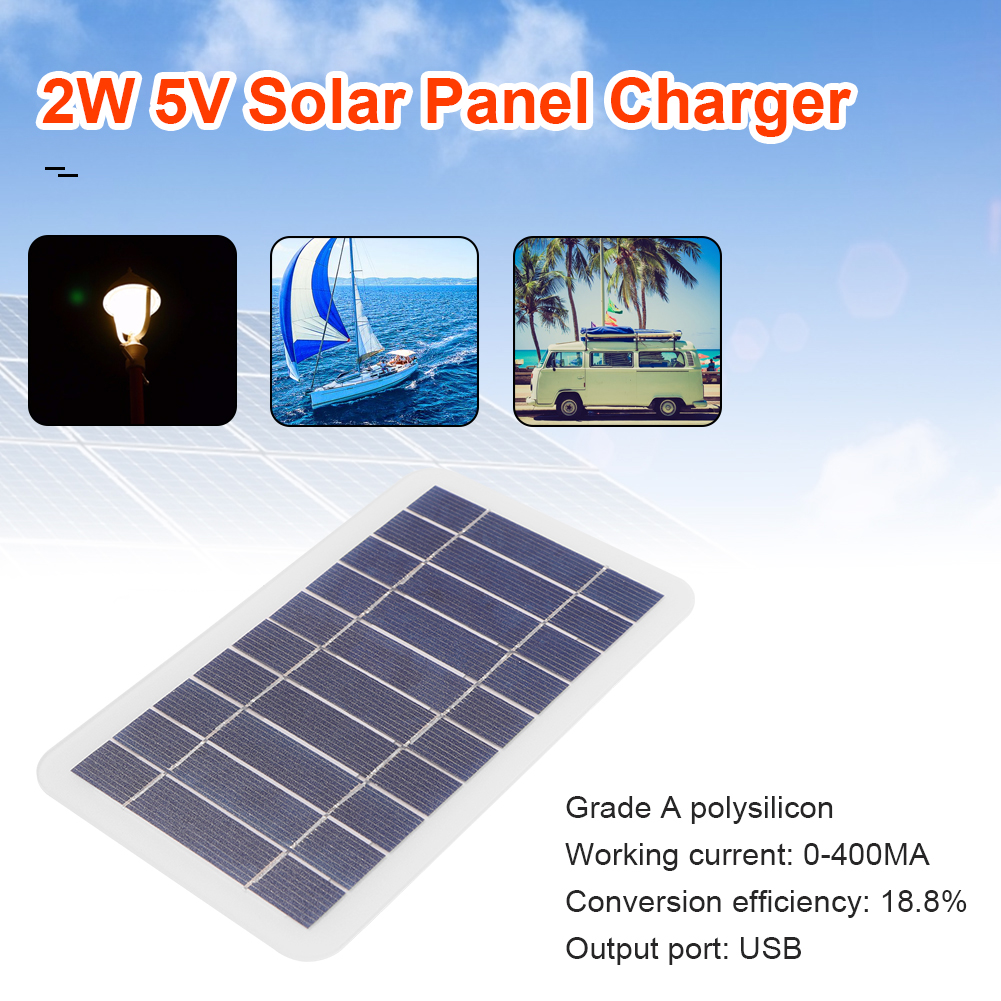 5V 400mA Solar Panel 2W Output USB Outdoor Portable Solar System for Cell Mobile Phone Chargers Device