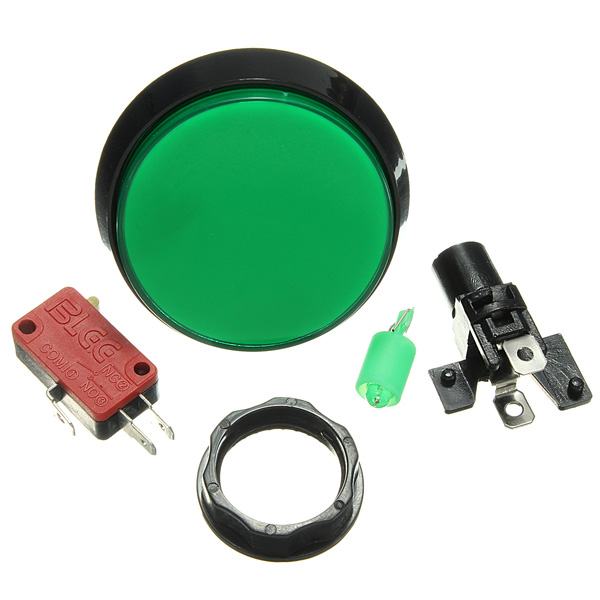5Pcs Green LED Light 60mm Arcade Video Game Player Push Button Switch 12