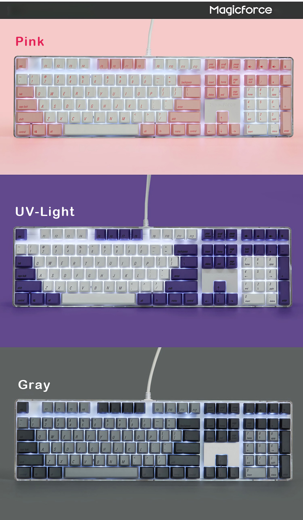 Magicforce 108 Key UV-Light Color Dye-sub PBT Keycaps Keycap Set for Mechanical Keyboard 9