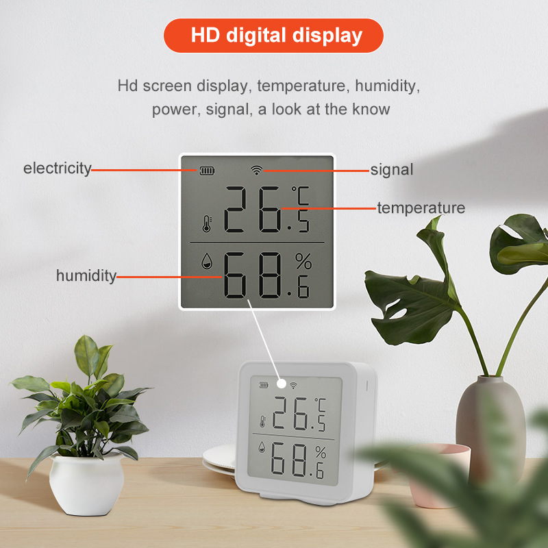 Tuya WiFi Smart Wireless Humidity Temperature Sensor With LCD Screen Display Smart Home Alarm Push Works With Alexa Google Home