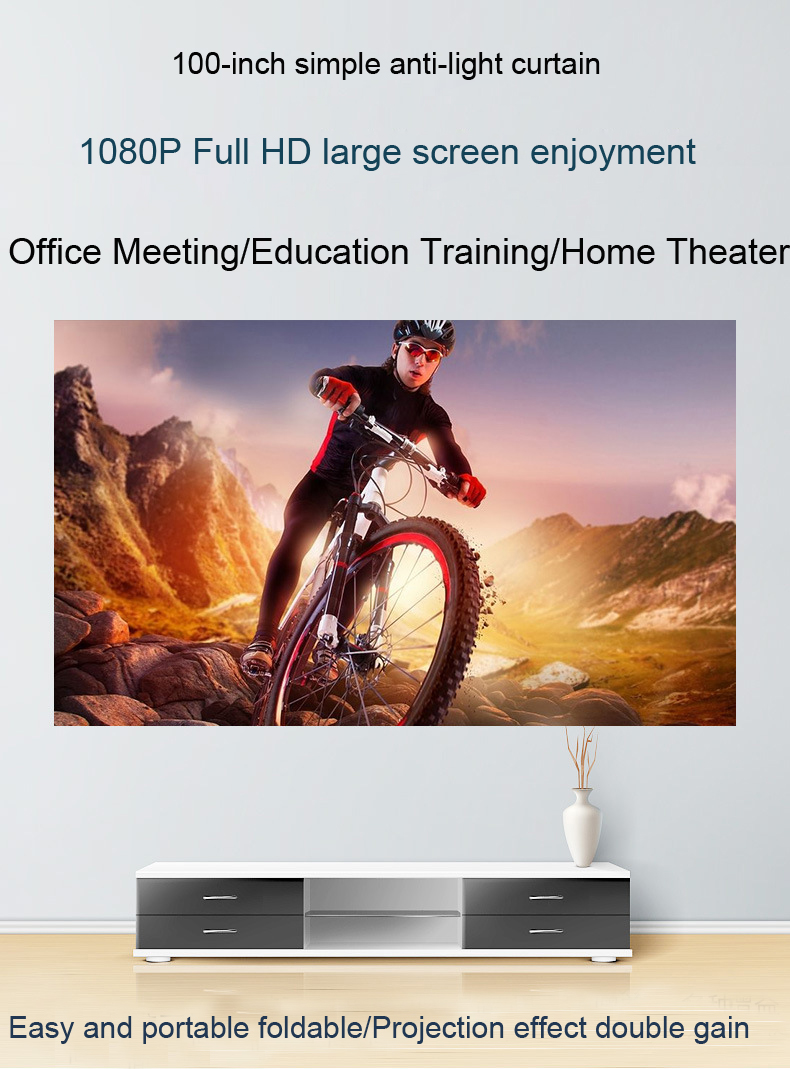 Bakeey 100-Inch Metal Anti-light Projector Screen Portable Foldable 16:9 4K Outdoor Home Movie Theater