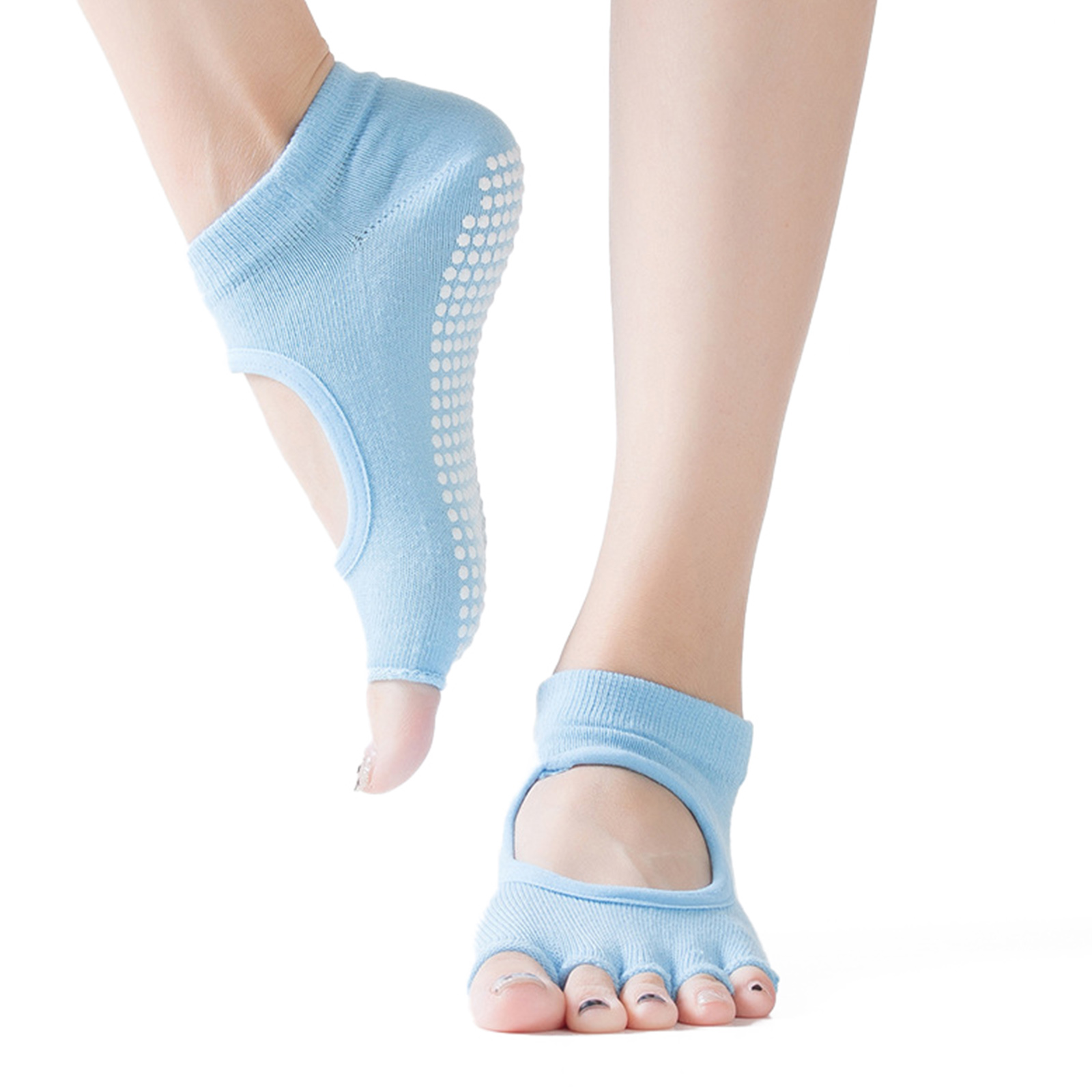 Women's Pure Cotton Breathable Sweat Absorbing Anti-Motor Yoga Socks Backless Open Toe Yoga Socks