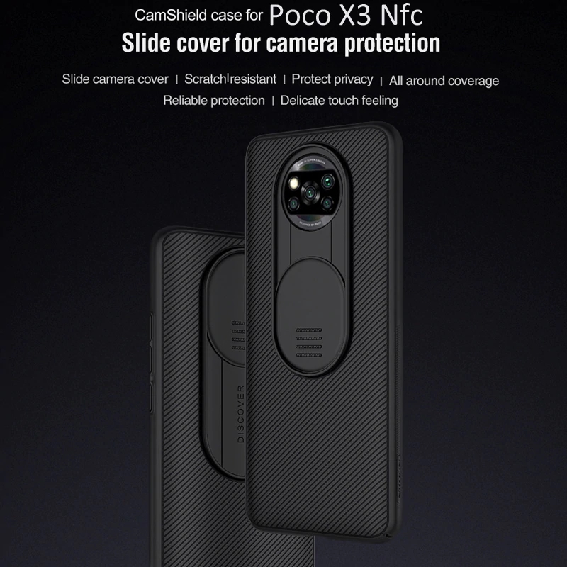 NILLKIN for POCO X3 PRO /  POCO X3 NFC Case Bumper with Slide Lens Cover Shockproof Anti-Scratch TPU + PC Protective Case