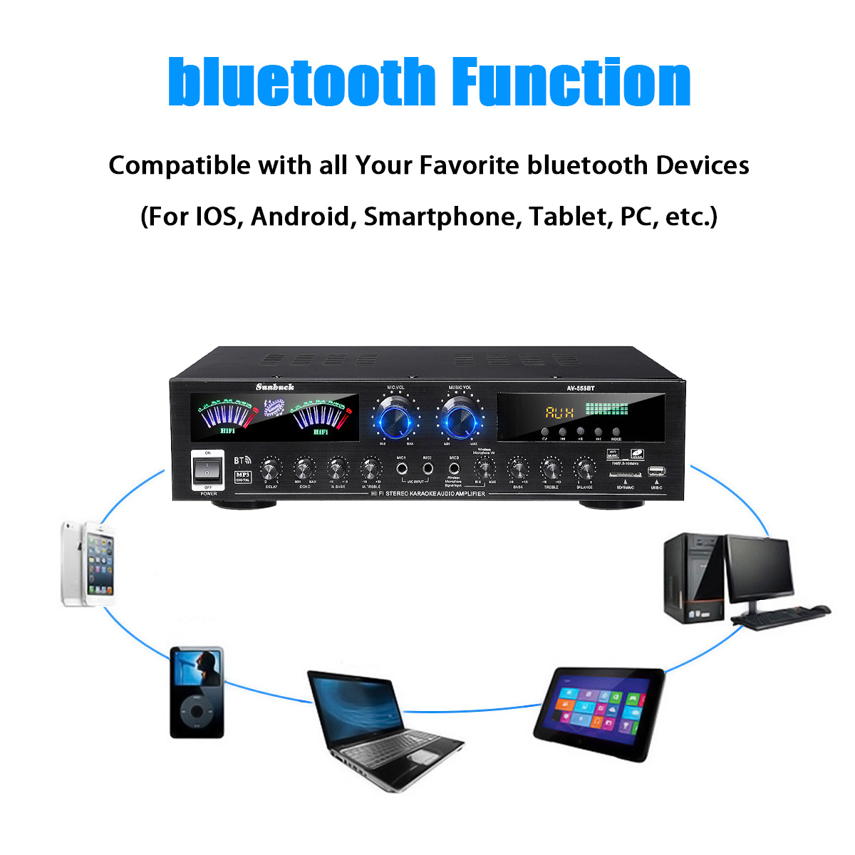 AV555BT bluetooth Amplifier Mini HIFI Digital bluetooth Audio Power Amplifier