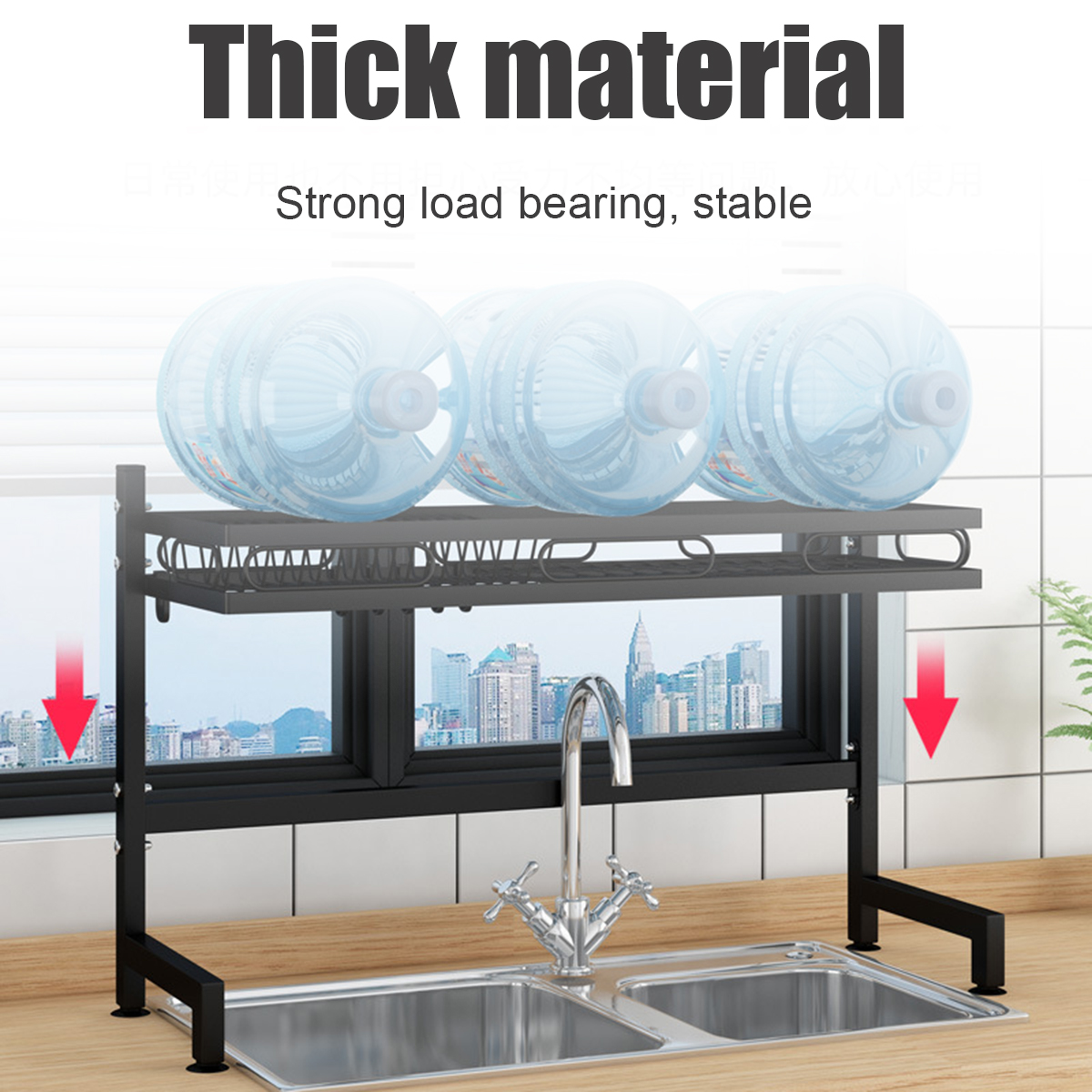 Bakeey Drying Tableware Storage Shelf Kitchen Tableware Storage Rack Multifunctional Dish Drain Rack Plastic Steel and Wood Tool Holder