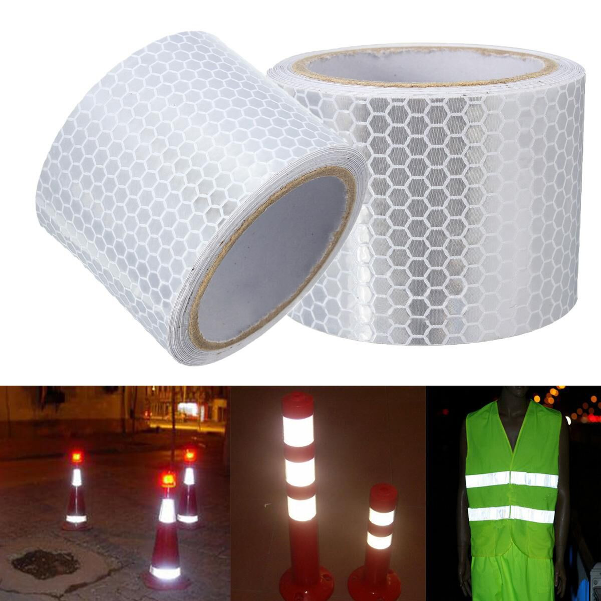 3m*5cm Car Truck Reflective Self-adhesive Safety Warning Tape Roll Film Sticker 