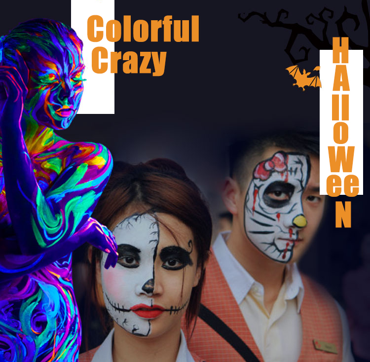 Halloween Body Paint Oil Drawing Ghost Squishy Cream Toys Fluorescent Yellow Flash Tattoo Makeup