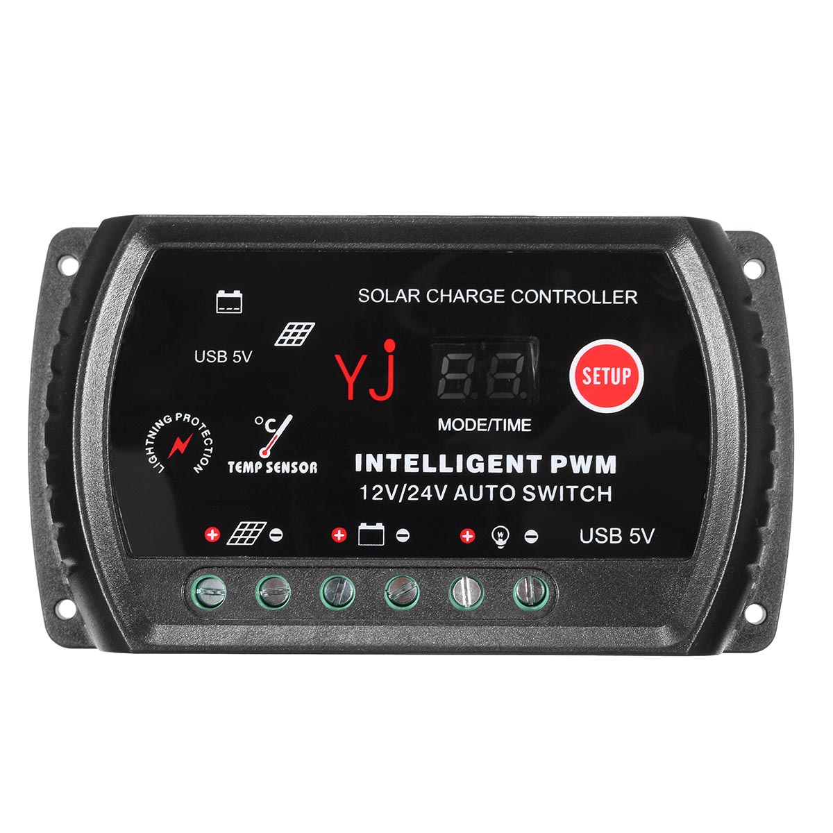  12/24V 10A Auto PWM Solar Panel Battery Regulator Charger Controller LED USB 5V