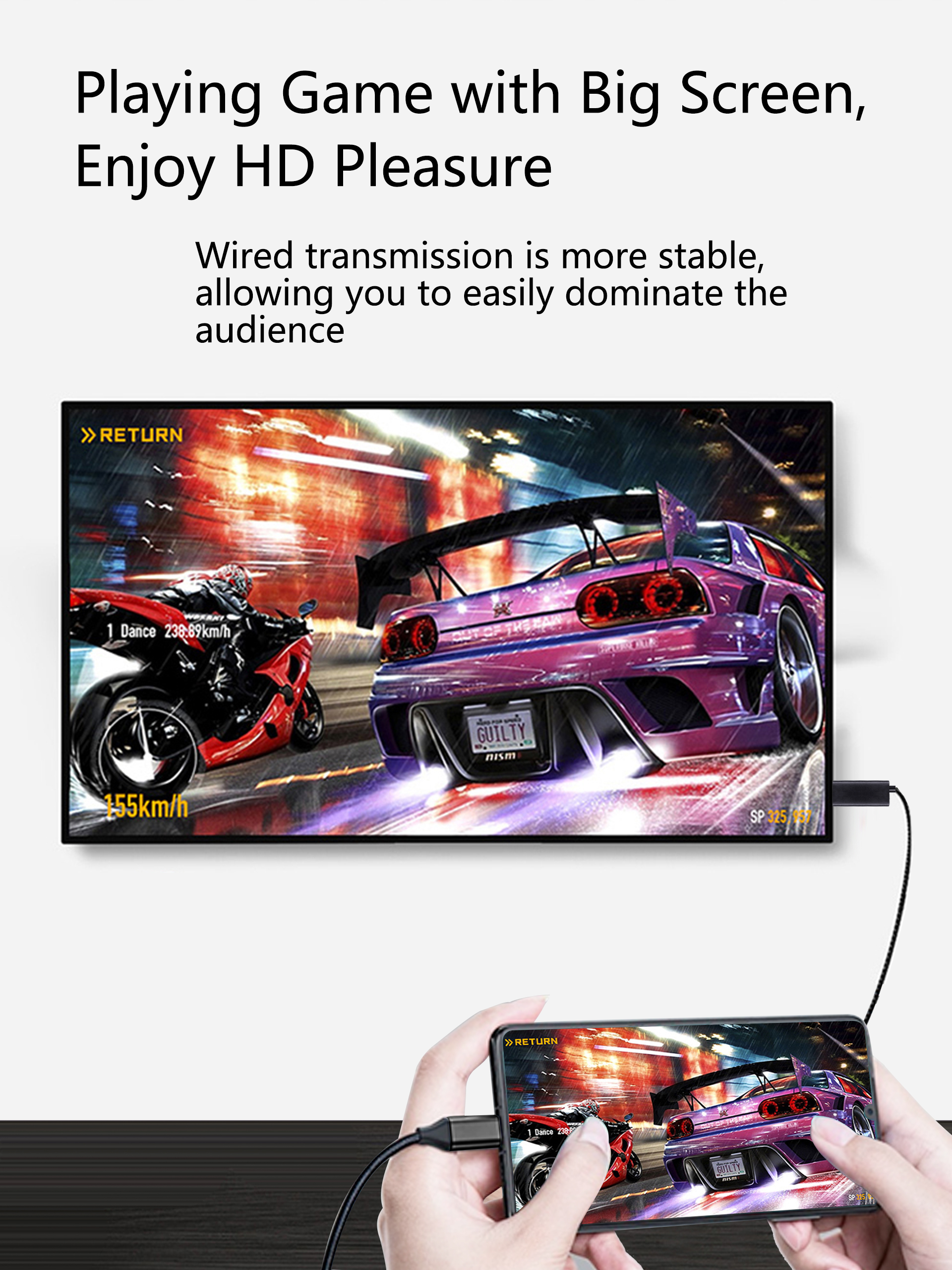 T8 Type-C HDMI Wireless DIsplay Dongle Adapter 4K TV Dongle HDTV Cable Adapter Compatible with Projector Wireless Phone Same Screen