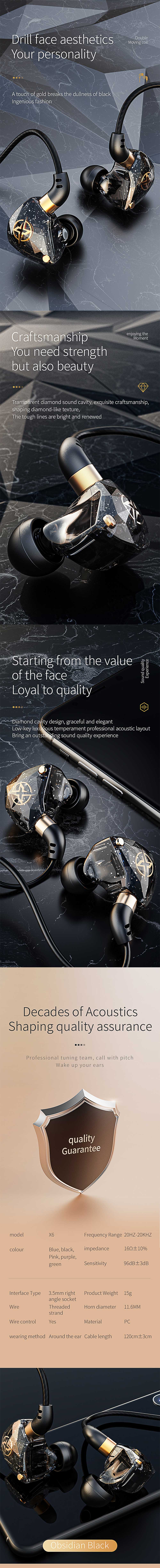 X6 Wired Earphones Composite Diaphram Deep Bass HD Audio Noise Reduction Ergonomic Earbuds 3.5MM Sports Music Gaming In-Ear Headphones with Mic